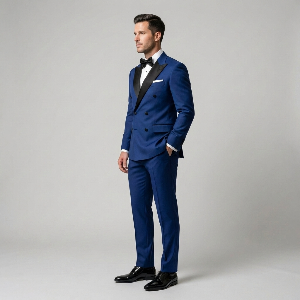 Custom Royal Blue Double-Breasted Tuxedo Jacket