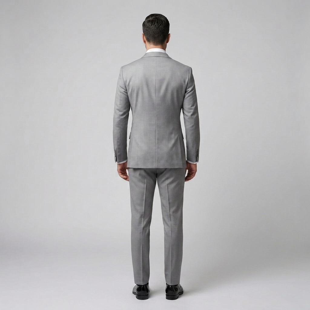 Custom Silver Grey Double-Breasted Tuxedo Jacket