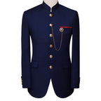 supper fine italian wool fabric navy blue prince coat