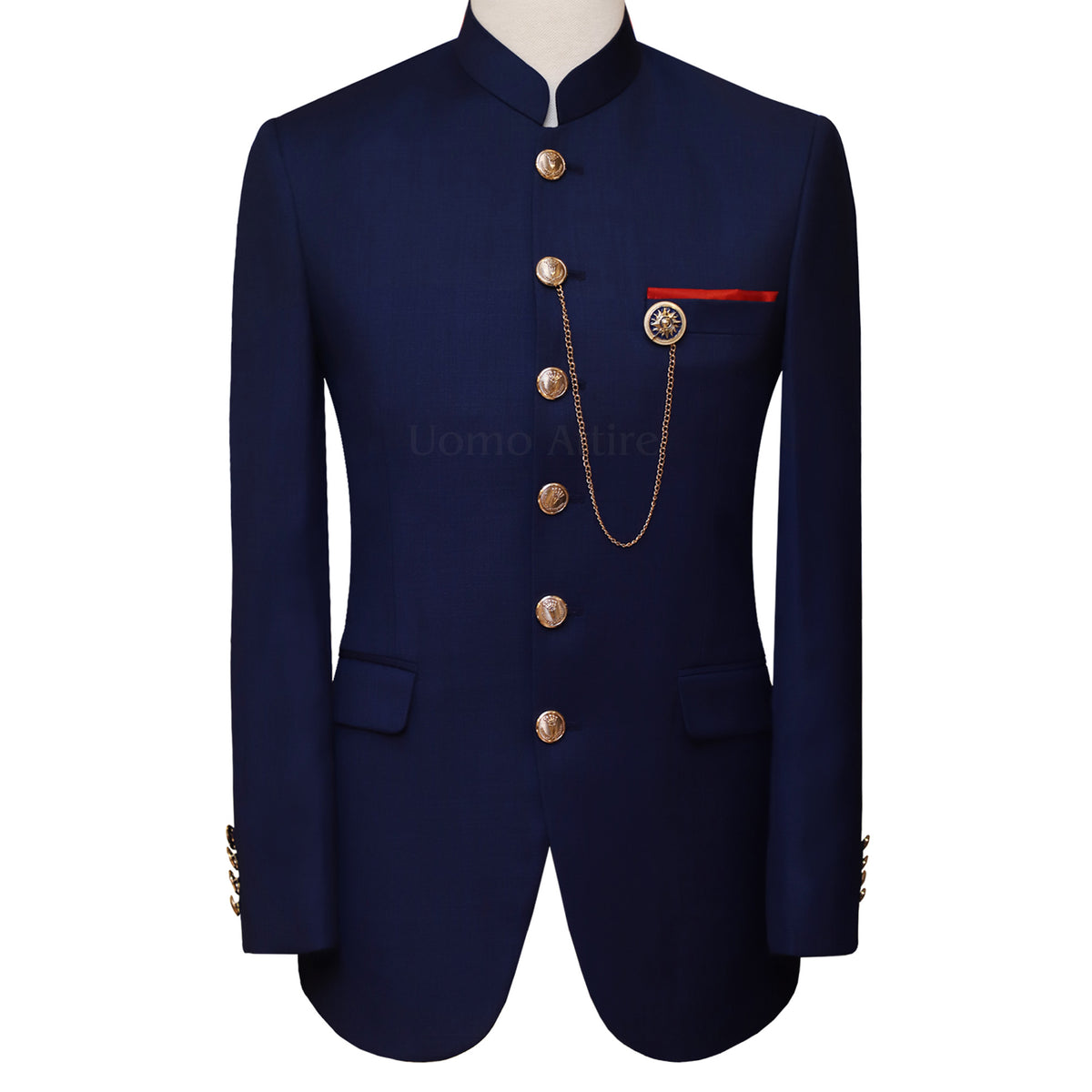 supper fine italian wool fabric navy blue prince coat