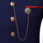supper fine italian wool fabric navy blue prince coat