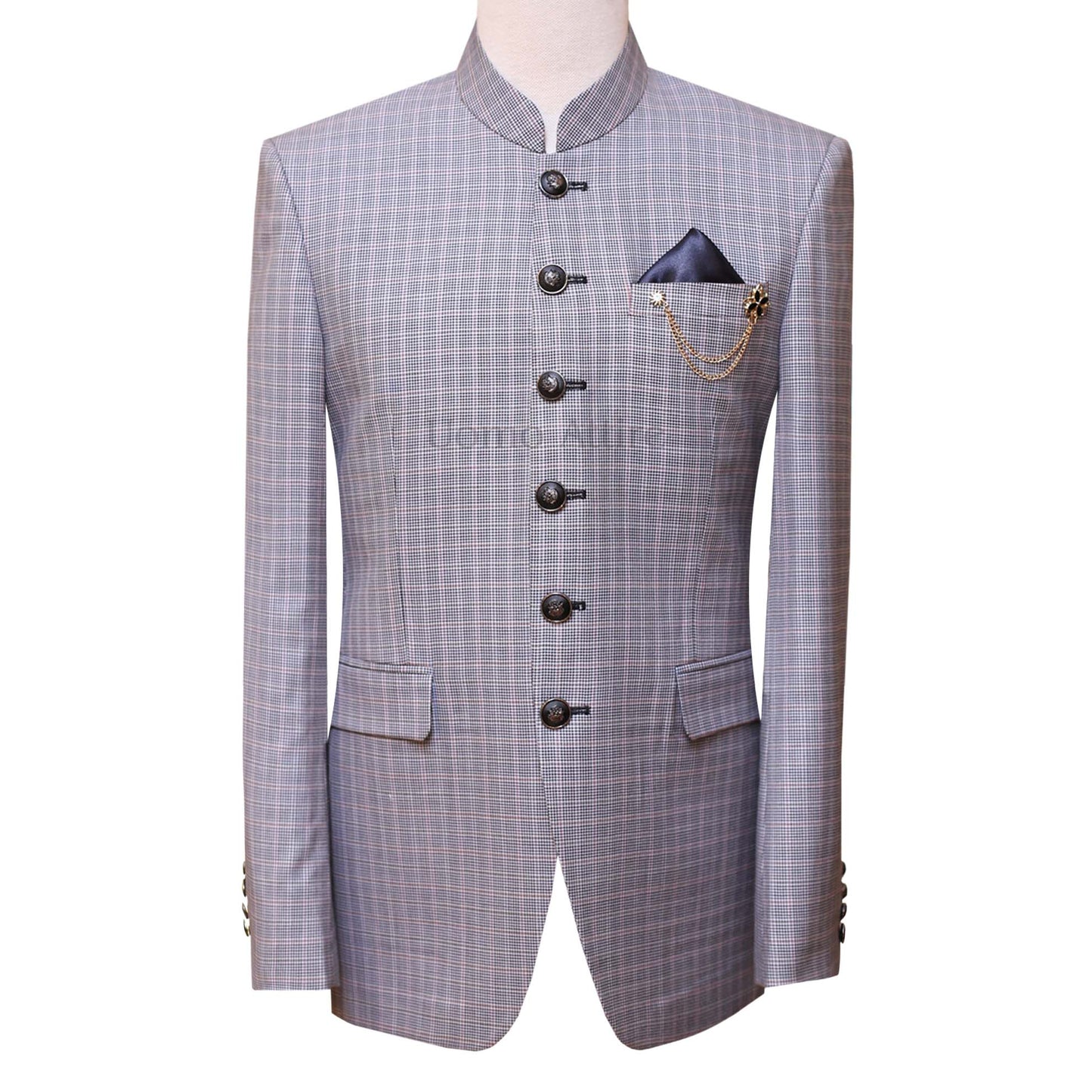 Tropical mini checkered prince coat | Check fabric prince coat