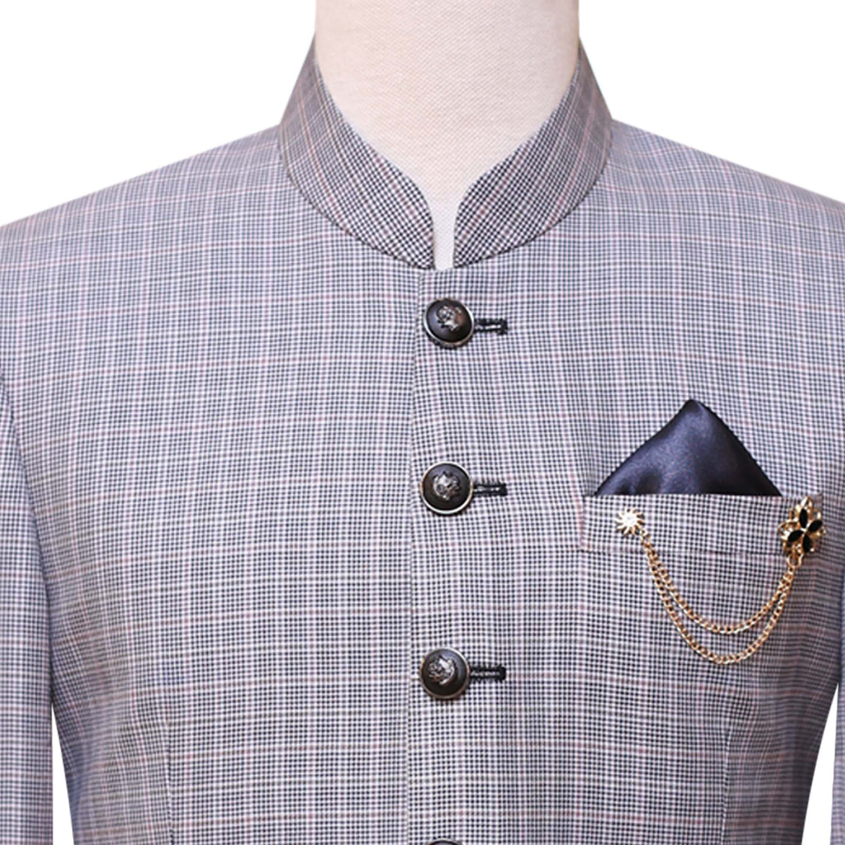Tropical mini checkered prince coat | Check fabric prince coat 2