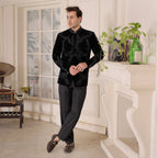 Opulent Black Velvet Embellishment and Jeweled Prince Two Piece Suit