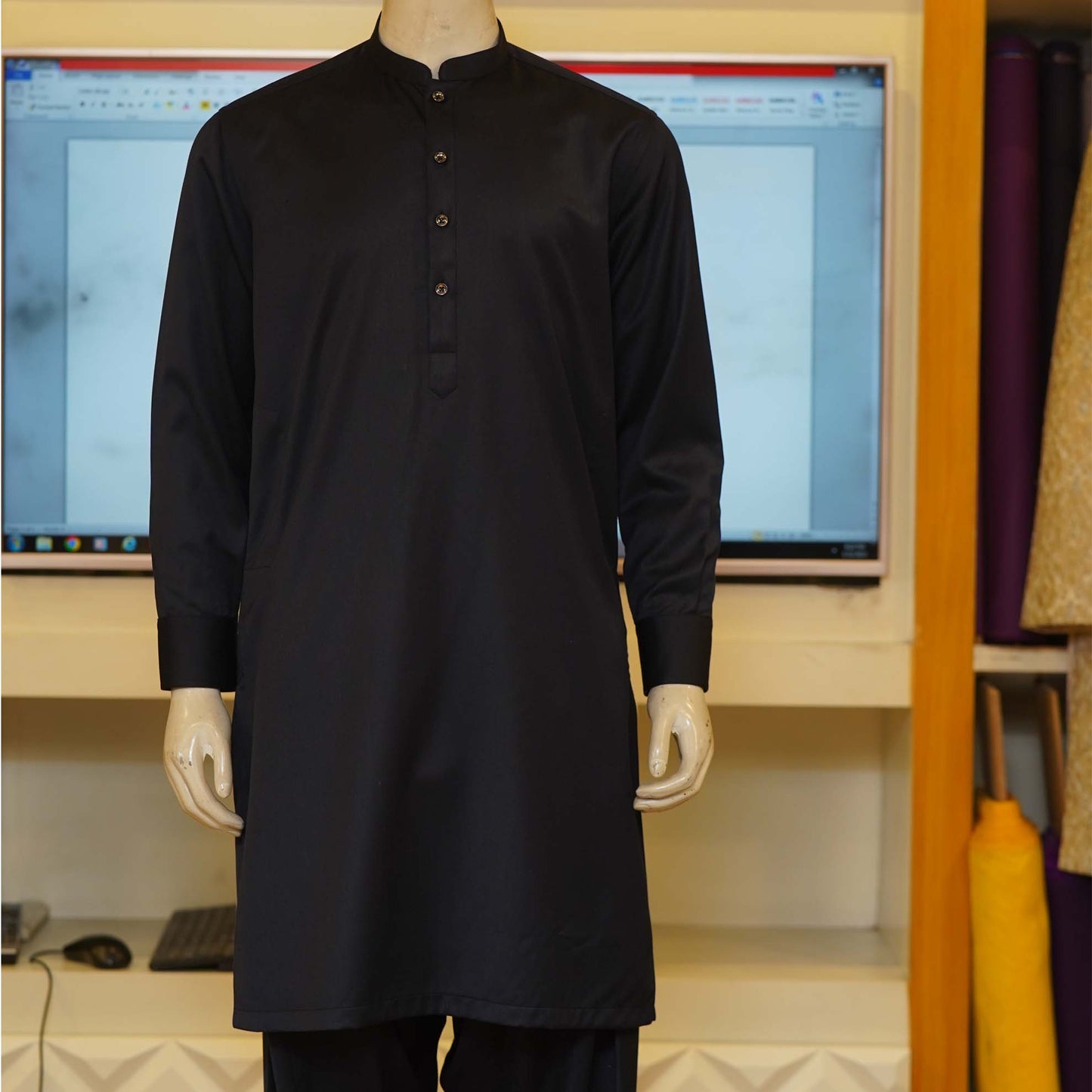 Stylish and Traditional Yellowish Orange Raw Silk Fabric Kurta Pajama for Men