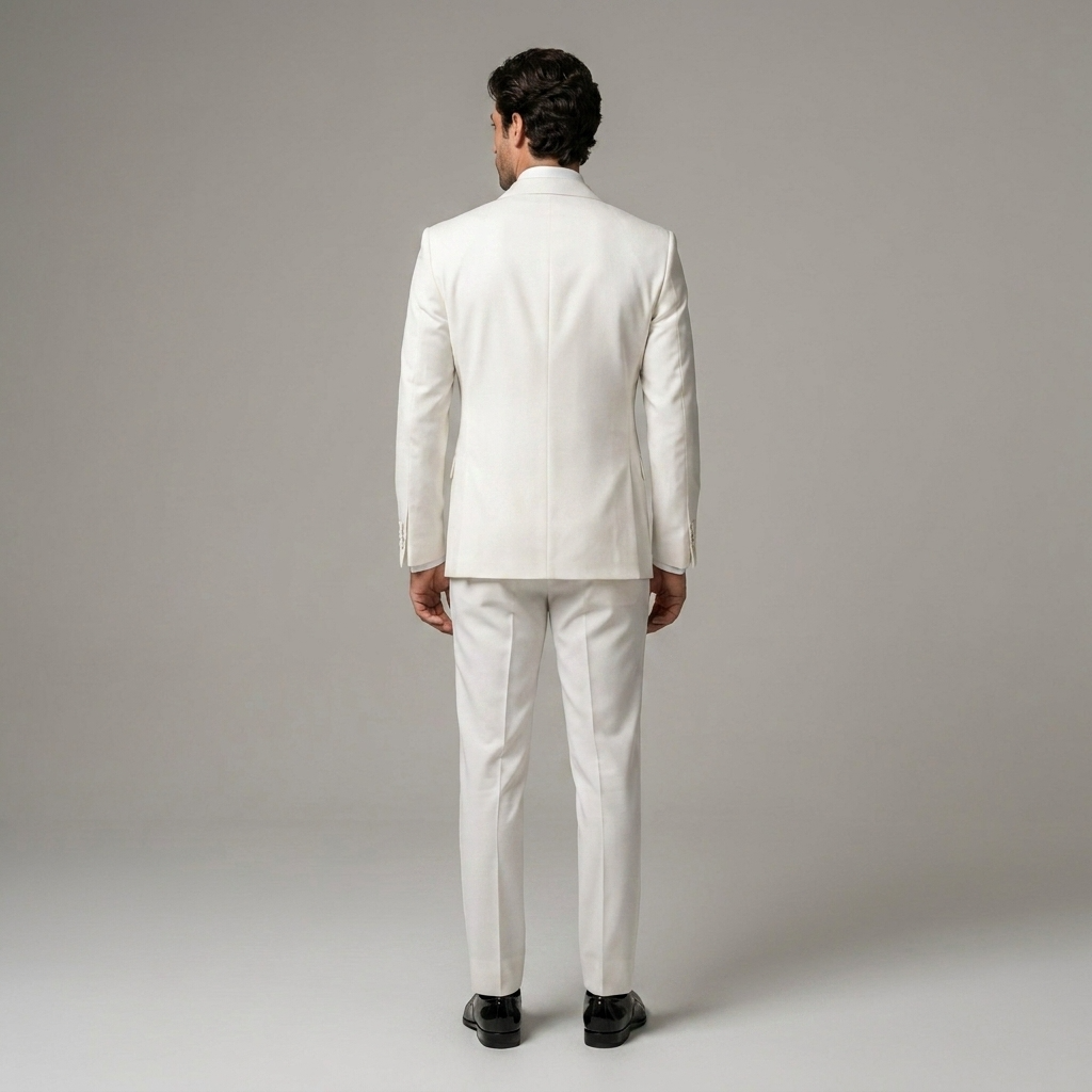 Custom White Double-Breasted Tuxedo Jacket