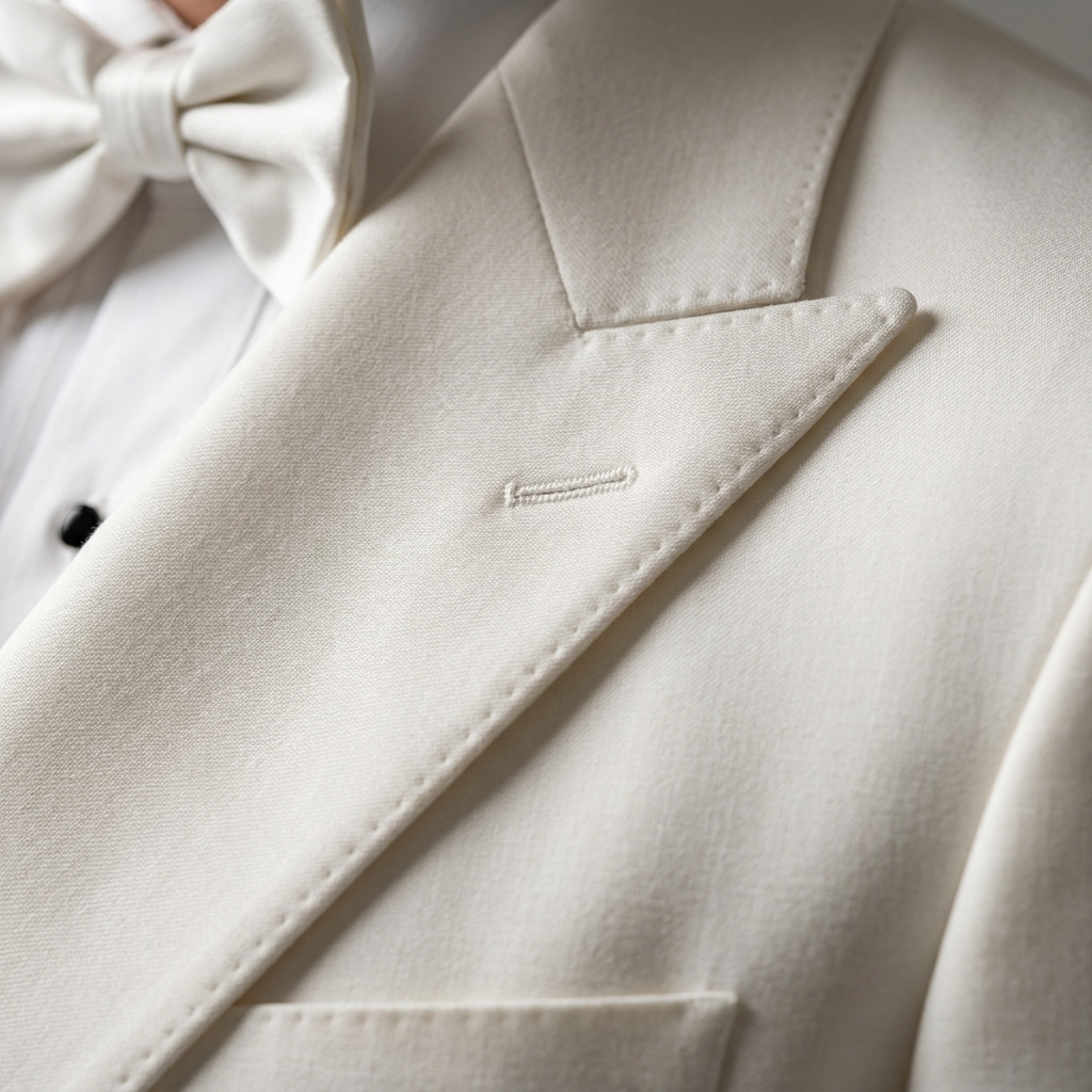 Custom White Double-Breasted Tuxedo Jacket