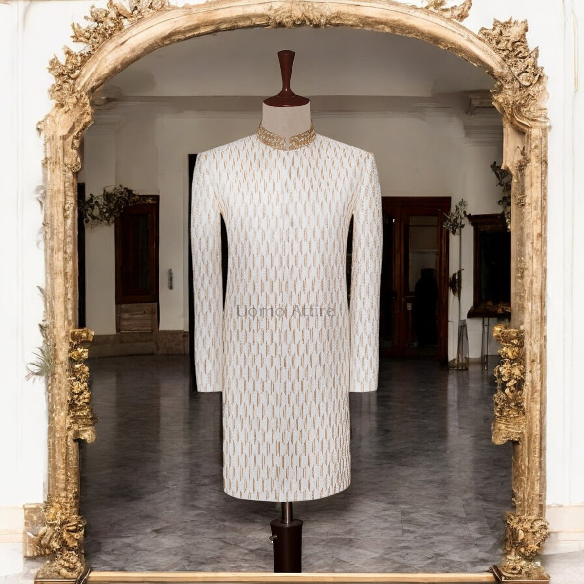 white luxury sherwani for groom
