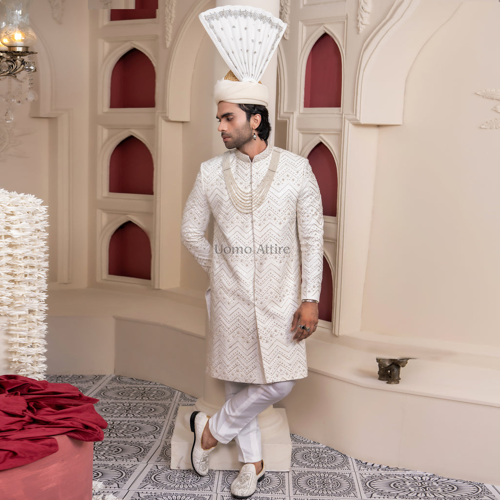white sherwani for mens