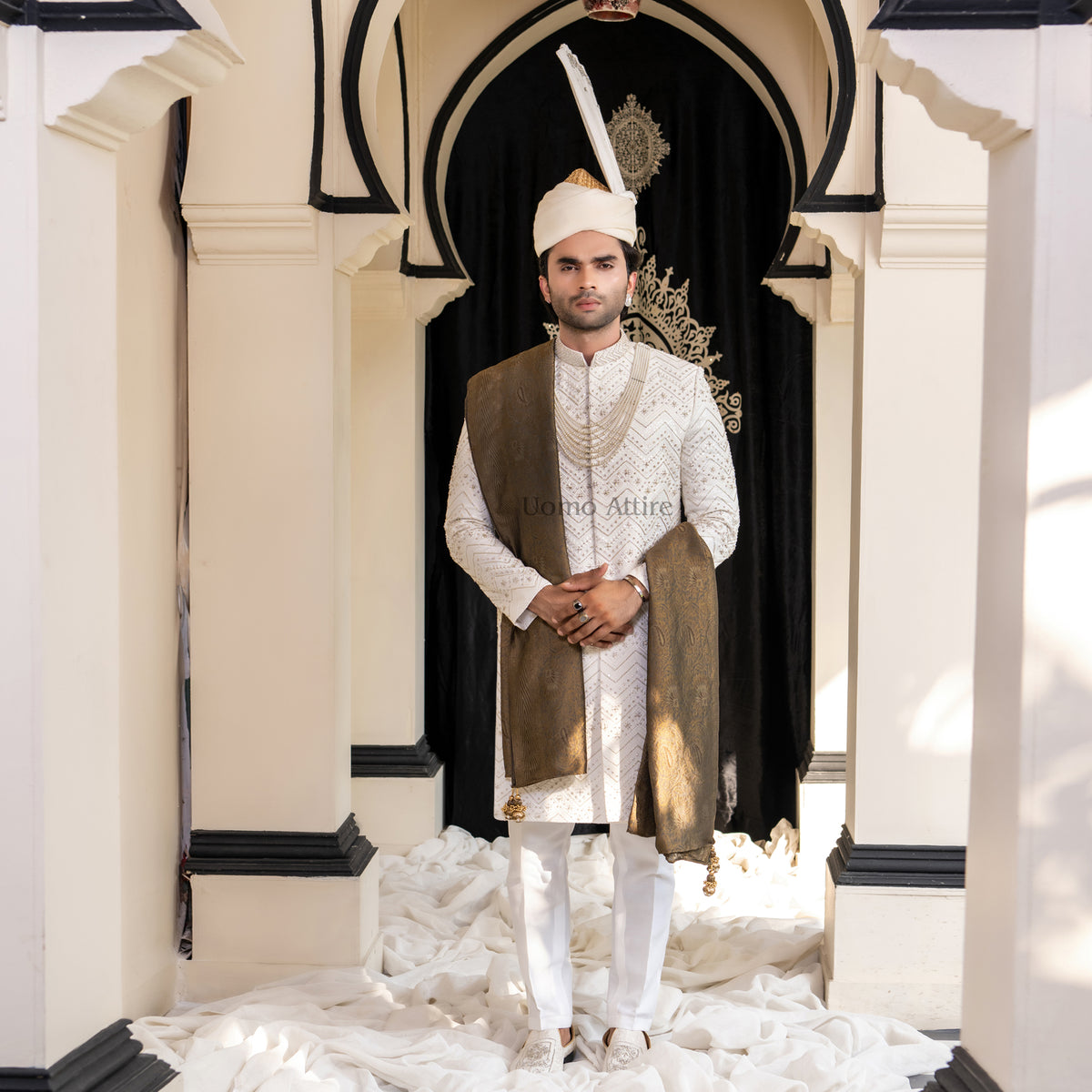 white sherwani for wedding