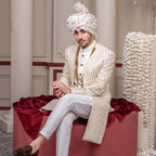 white_sherwani_with_turban_and_shoes