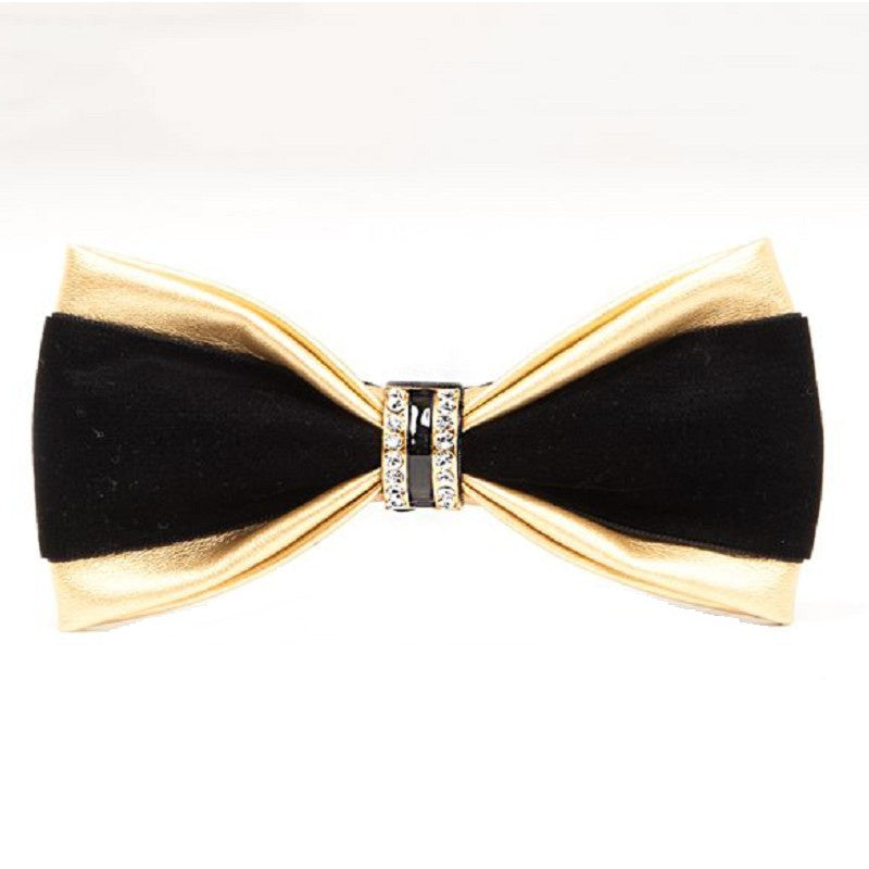 Customized black and golden bow tie for men