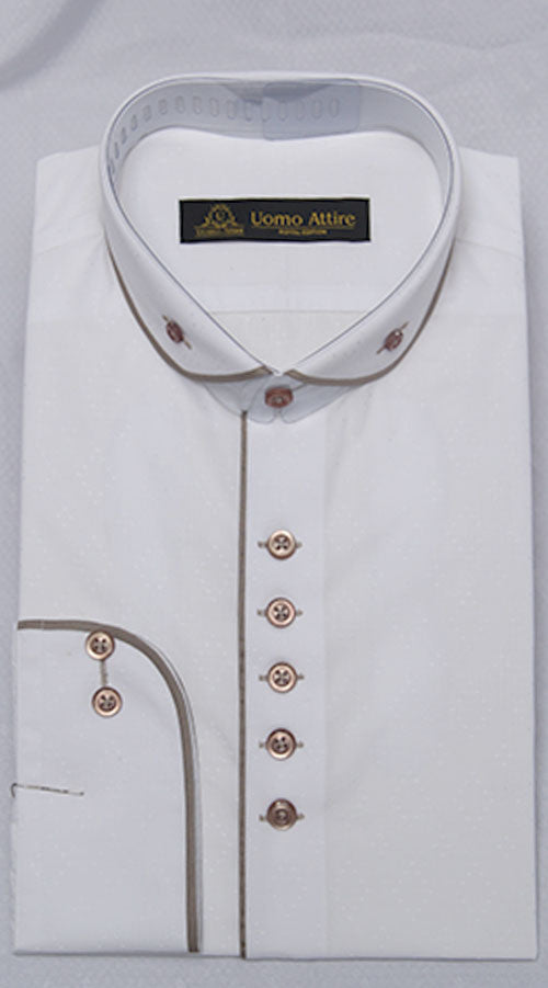 White colour designer shirt with golden buttons