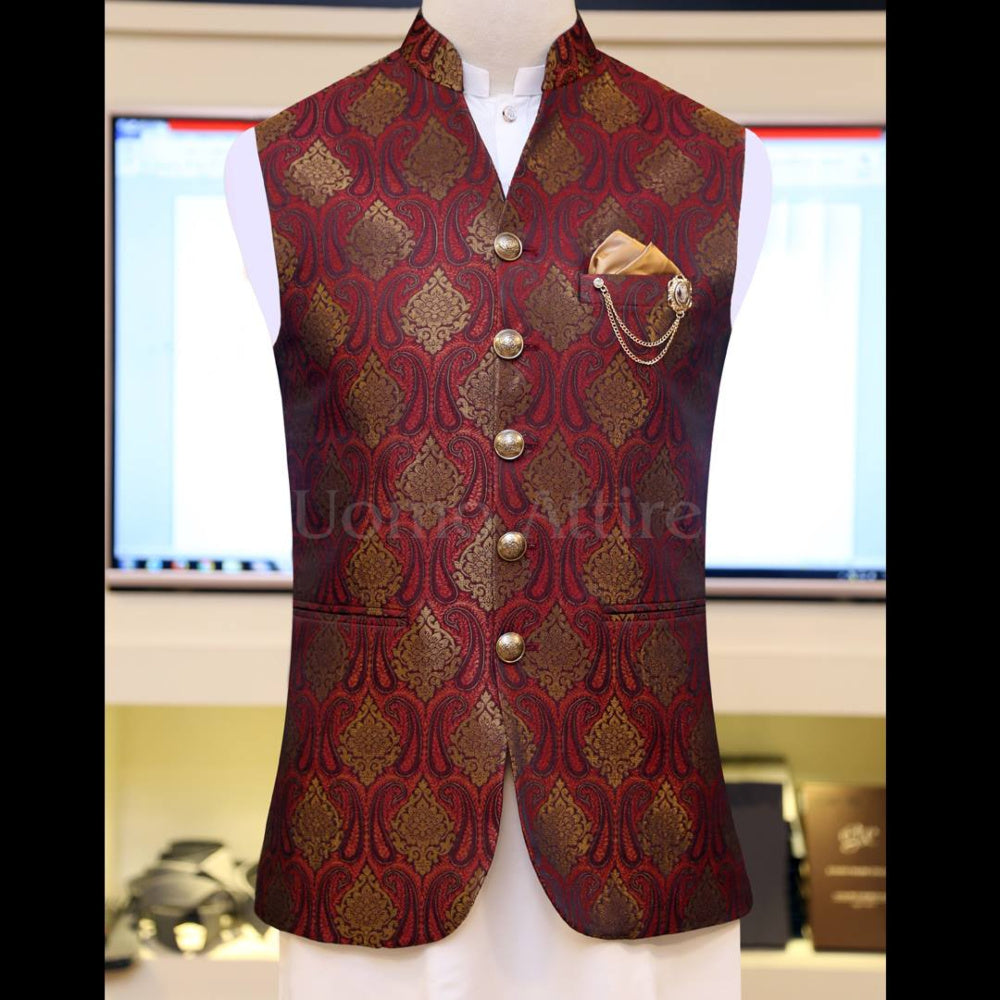 Mehndi Waistcoats for Men Custommade Uomo Attire