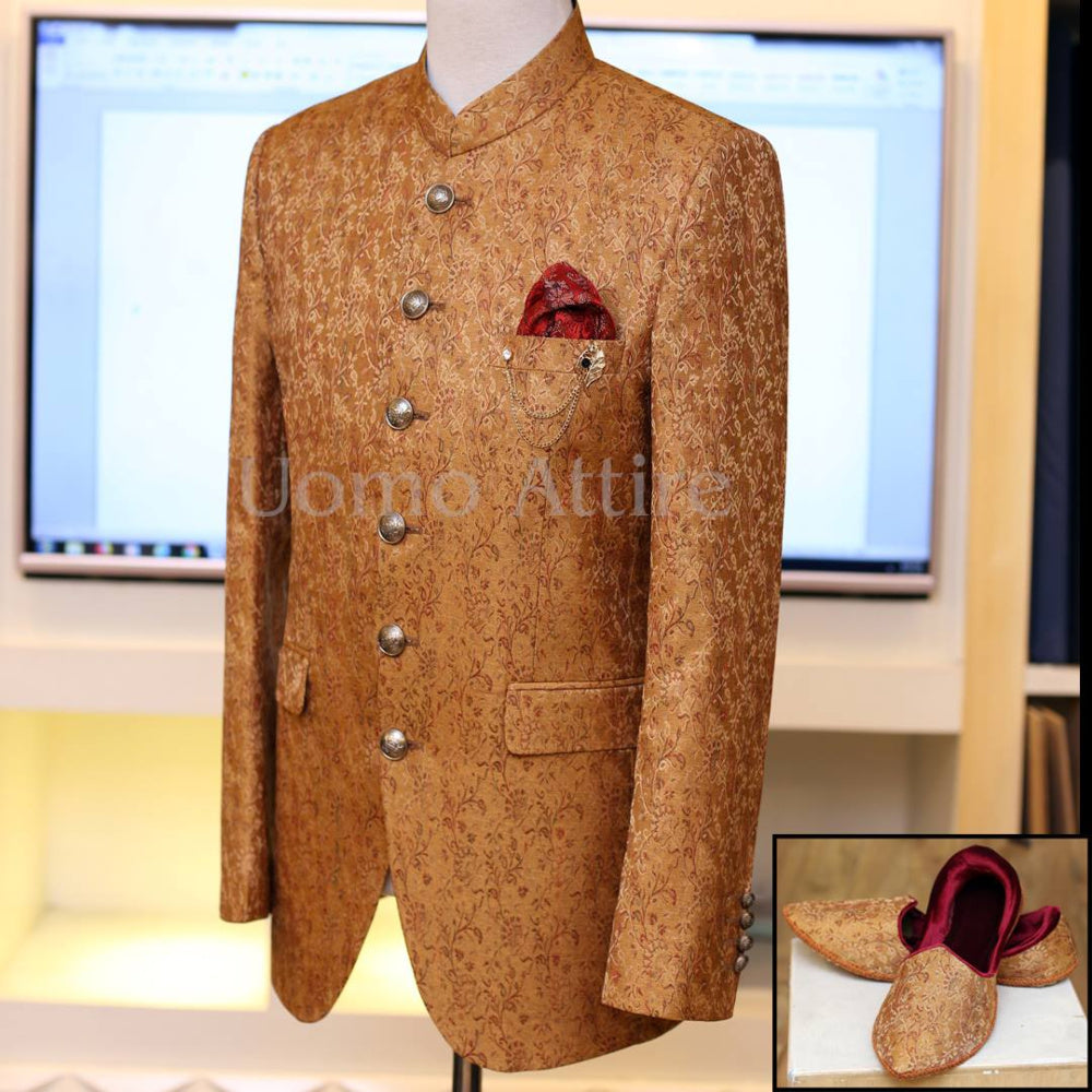 Self design Jamawar prince coat