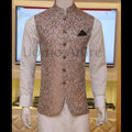 Waistcoat in pure imported jamawar