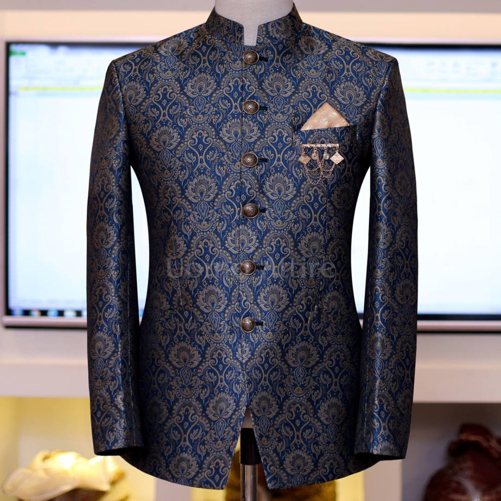 Self motif jamawar prince coat | Prince Coat
