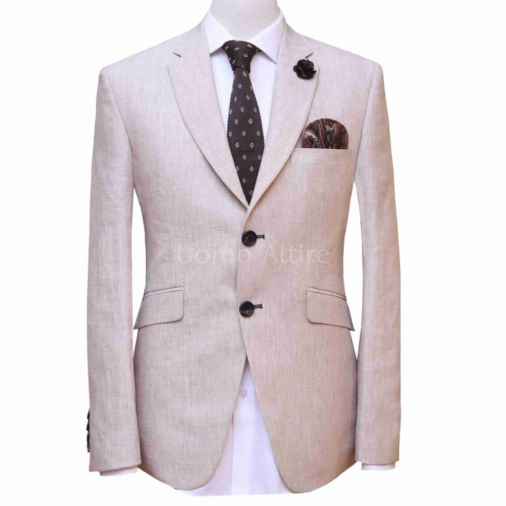 Linen fabric summer 2 piece suit