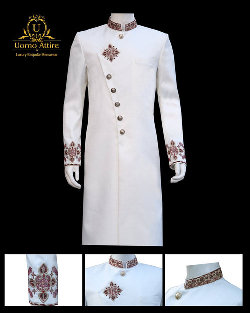 Sherwani impreziosito in stile Angrakha