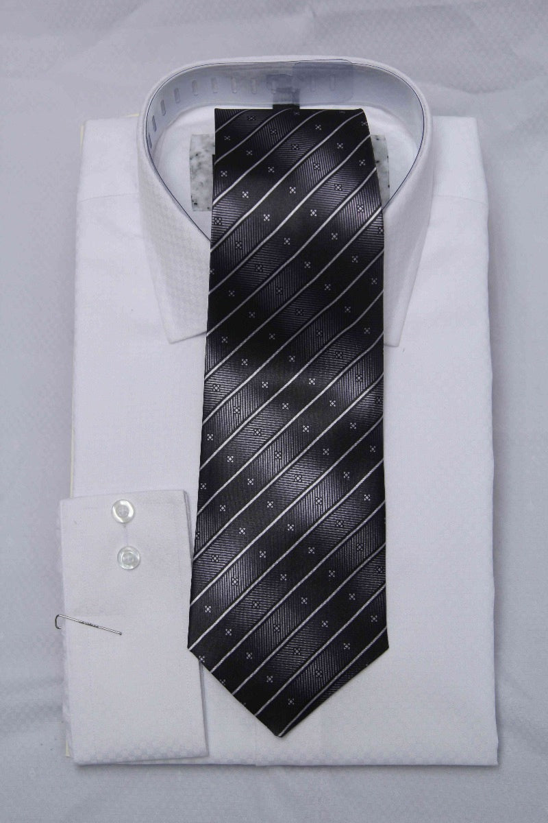 White shirt with contrast black tie
