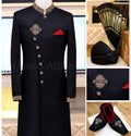 Black sherwani angrakha style for men | Black Sherwani for Groom