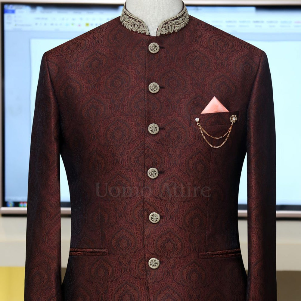 Self motif jamawar prince coat specially customized