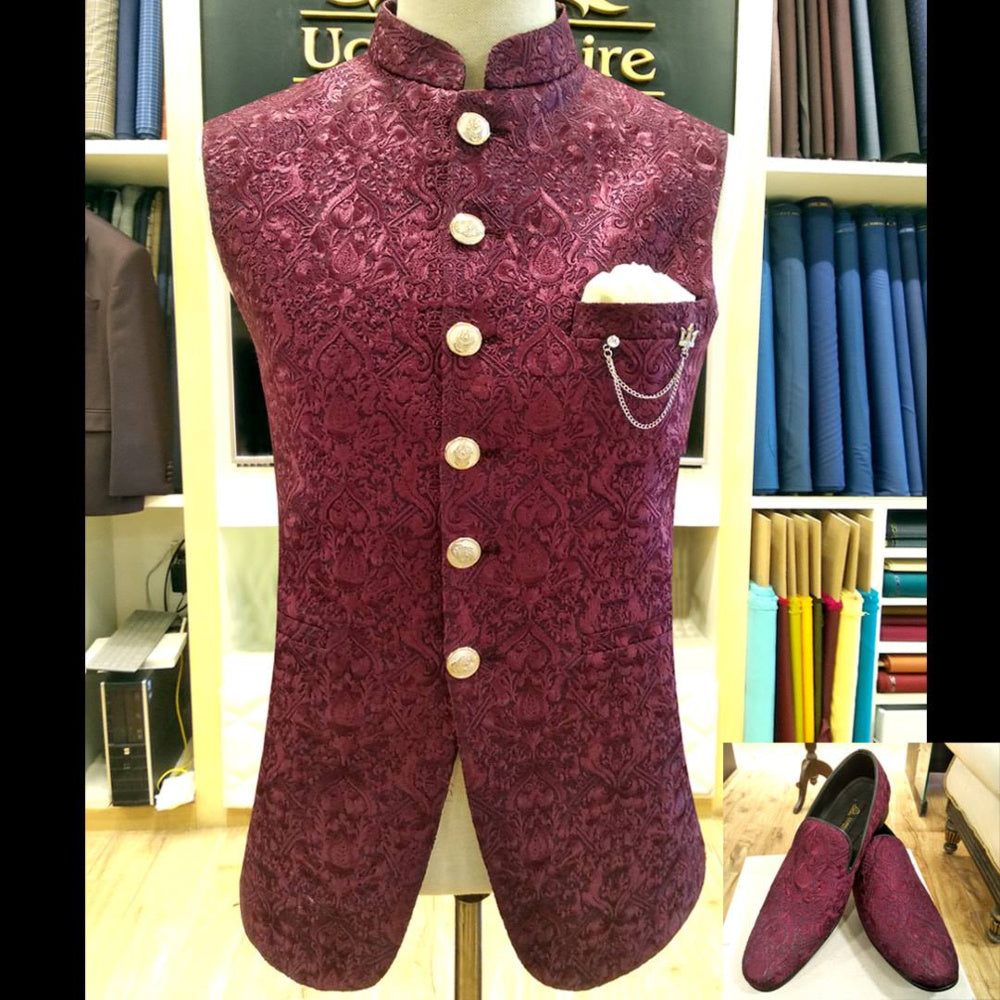 Gilet brodé prune 