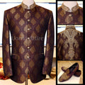 Self motif jamawar embellished prince coat | Prince Coat