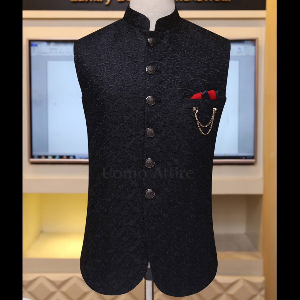 Luxury black embriodered waistcoat