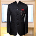 Black self textured slim fit prince coat | Prince Coat Designs