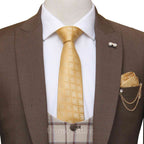 Elegent three peice suit for men,Elegent three peice suit for men, brown 3 piece suit for men with single breasted check vest