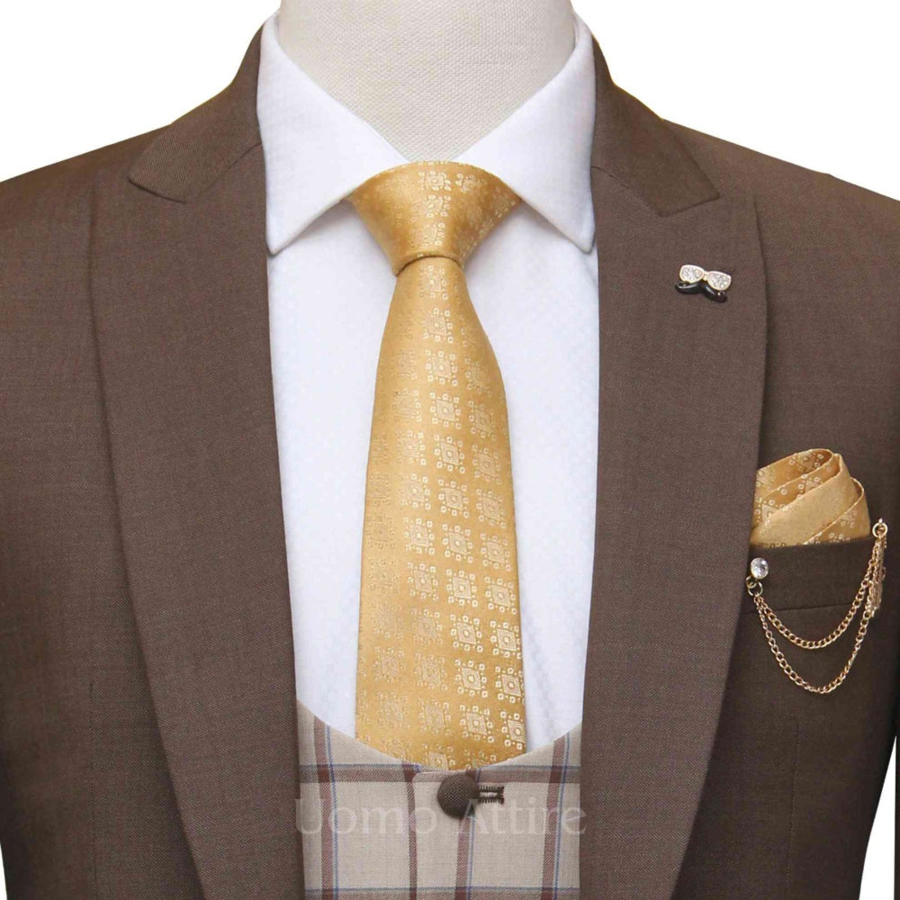Elegent brown three peice suit for men – Uomo Attire