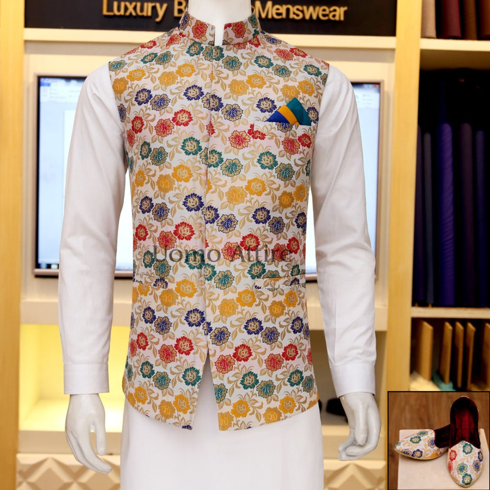 Multi colours customized mehndi waistcoat