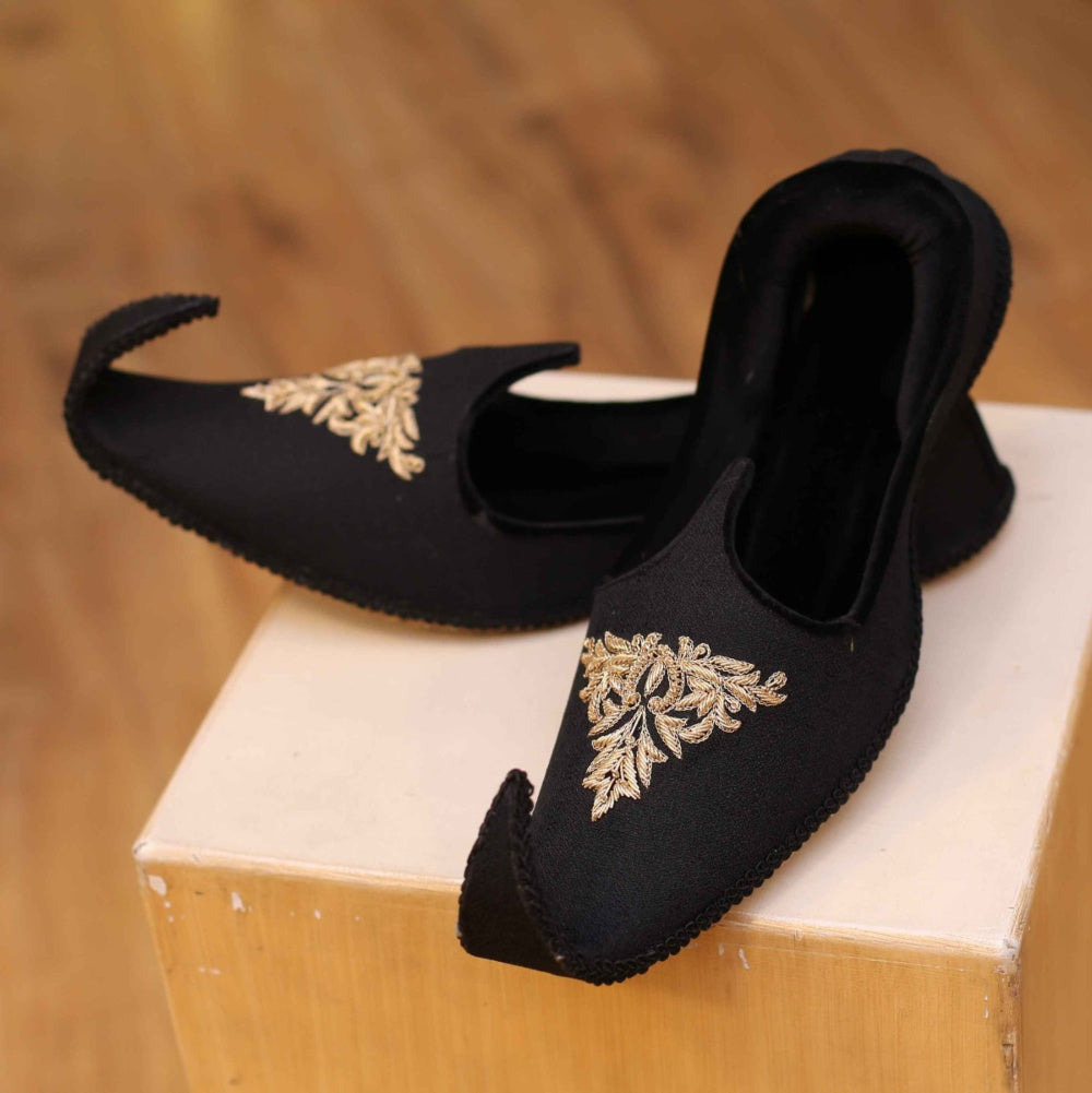 Embellished Black Shoes For Sherwani