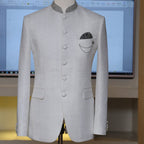 White textured prince coat for marriage| White prince coat