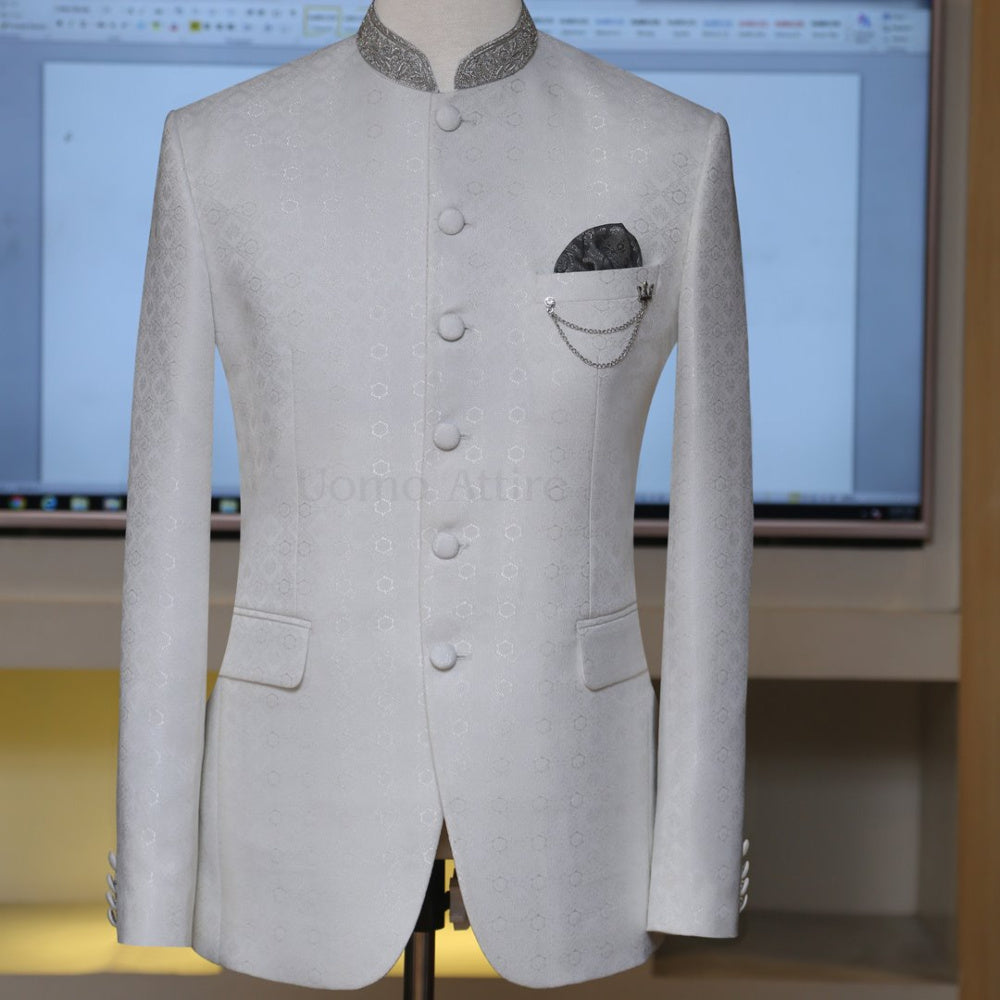 
                  
                    White textured prince coat for marriage| White prince coat
                  
                