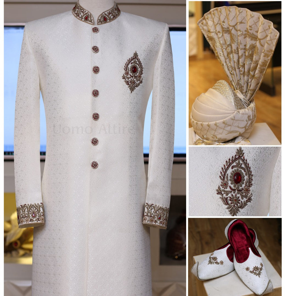 Ensemble complet Sherwani orné de haut de gamme 