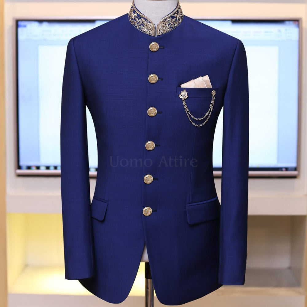 Customized prince coat in tropical four season fabric | Blue Prince Coat