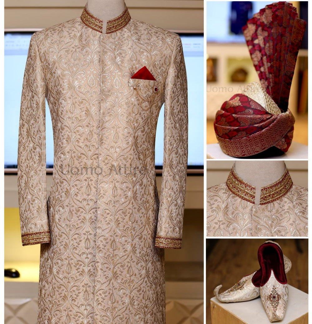 Embroidered sherwani package handcrafted with fastidious