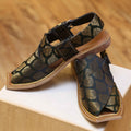 Black and Antique gold norozi chappal for men