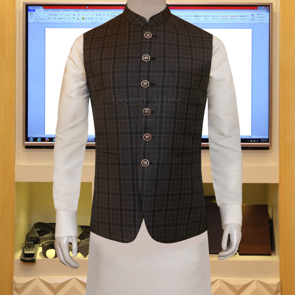 Tropical windowpane customized waistcoat