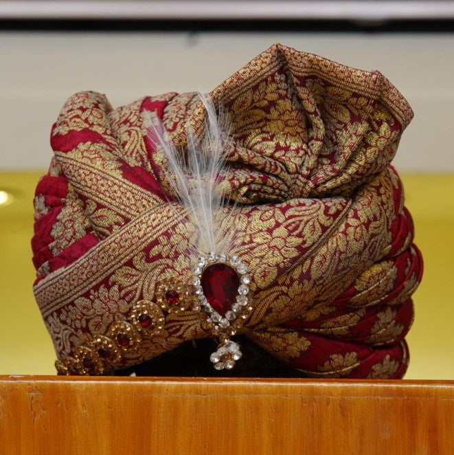 Red Diamond Self Designed Rajasthani Turban