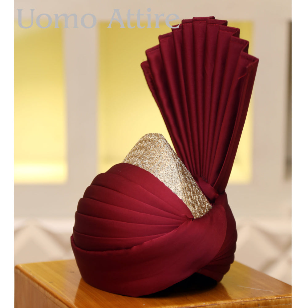 Short shimla pure imported silk customized Turban, maroon wedding turban