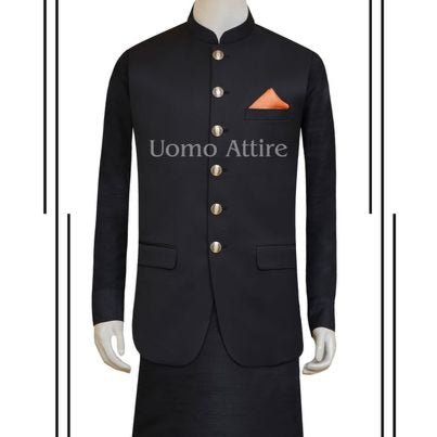 Black customized waistcoat in four season tropical fabric