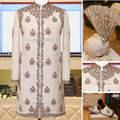 Off White Rao Silk Sherwani with Full Embellishment