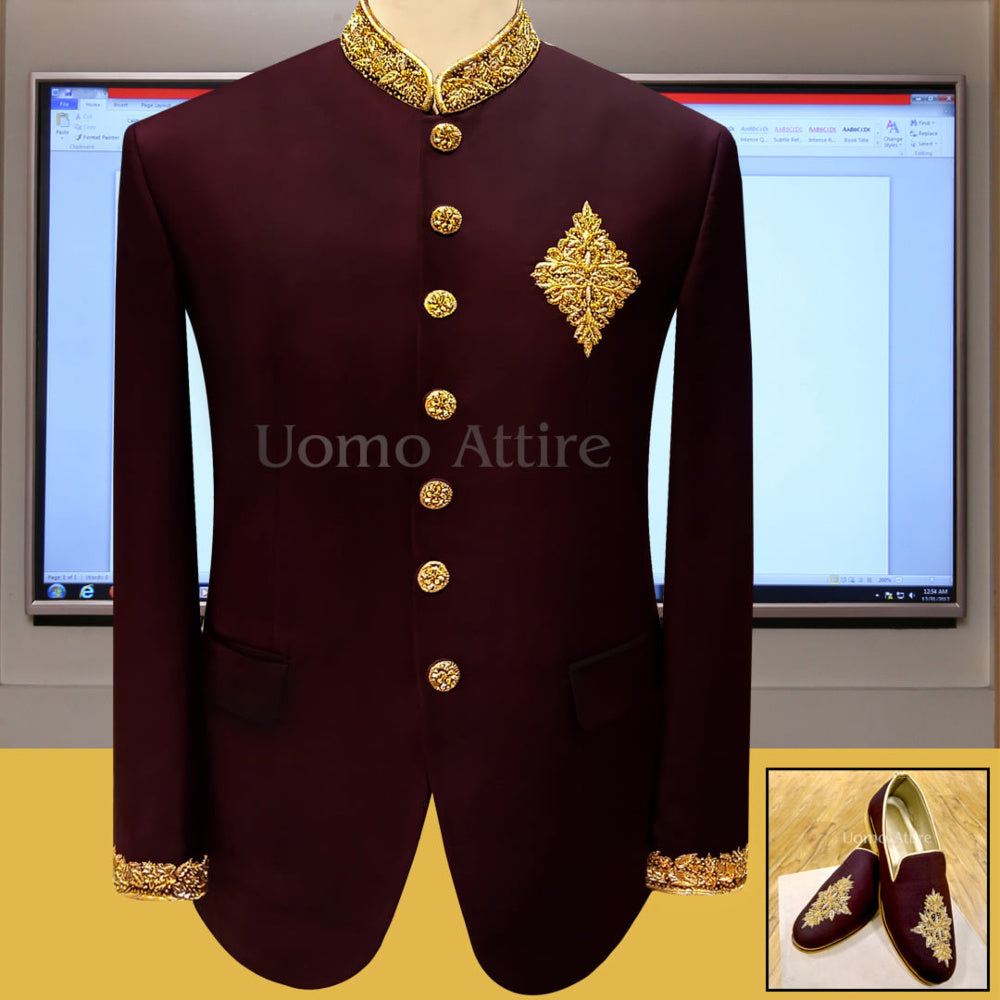 Classically micro embellished dark maroon – Uomo Attire