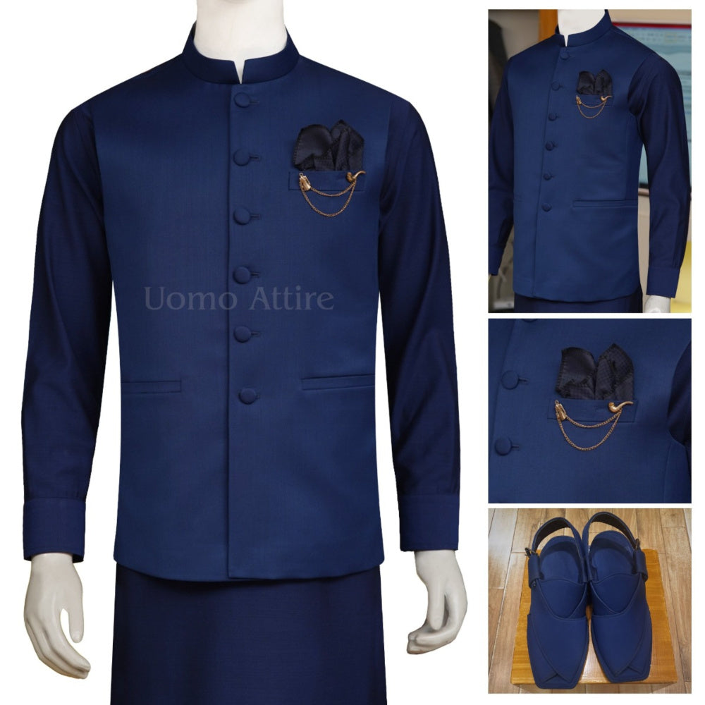 Gilet blu in tessuto da abito tropicale 
