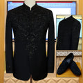 Manteau prince noir à ornements tropicaux italiens 