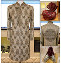Antique golden sherwani fully embellishment
