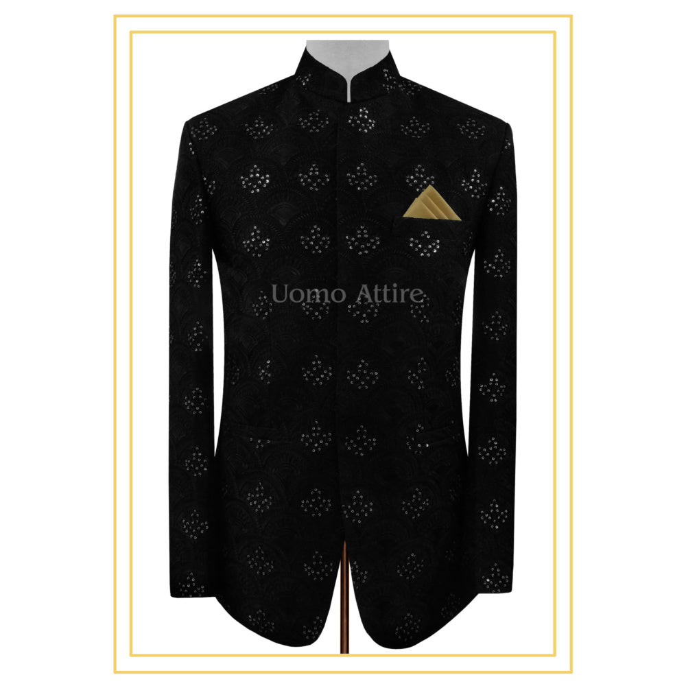Black Embroidered Prince Suit | Black embroidered Prince Coat | Prince Coat